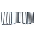 72 in. Freestanding 4-Panel Folding Wood Pet Gate - Gray