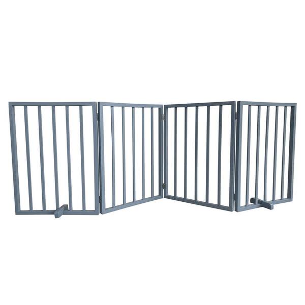 AmeriHome 72 in. Freestanding 4Panel Folding Wood Pet Gate Gray 809442 The Home Depot