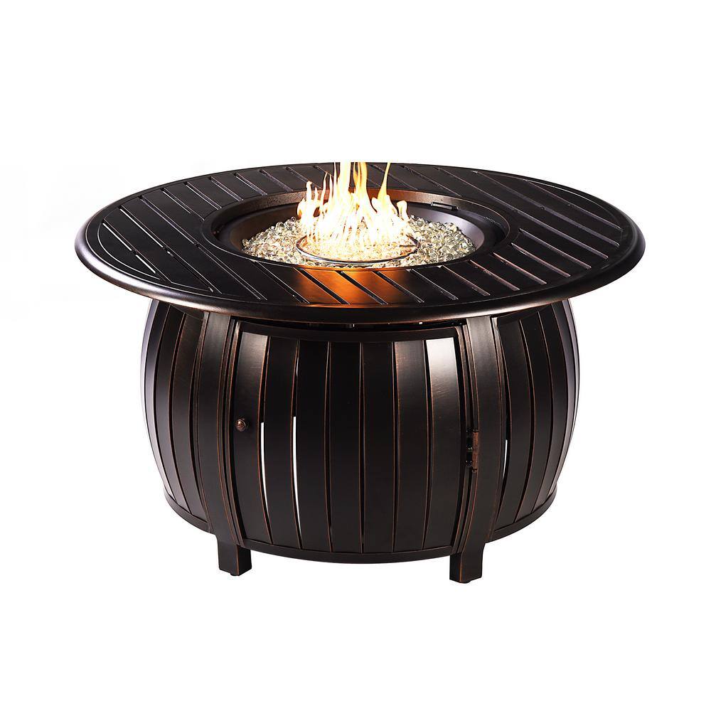 44 in. Round Aluminum Outdoor Propane Fire Table with Fire Beads, Lid and Covers in Copper price history on PriceWatchPro