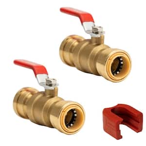 3/4 in. Brass Push-to-Connect Full Port Ball Valve with SlipClip Release Tool (2-Pack)