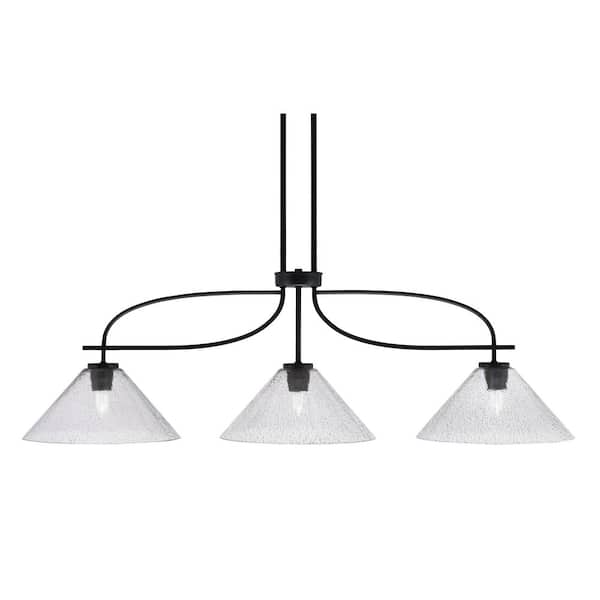 Unbranded Olympia 3-Light Matte Black Billiard Light with 12 in. Smoke Bubble Glass Shades, no blulbs included