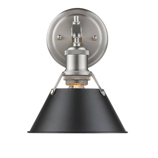 Golden Lighting Orwell PW 1-Light Pewter Bath Light with Black Shade