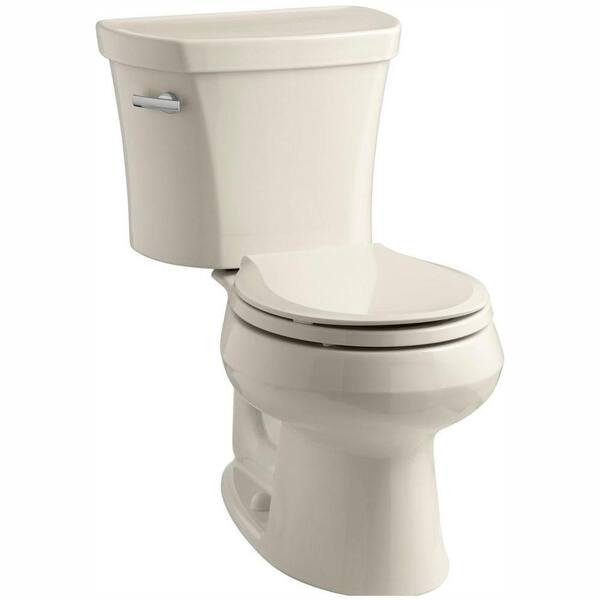 KOHLER Wellworth 14 in. Rough-In 2-piece 1.28 GPF Single Flush Round Toilet in Almond