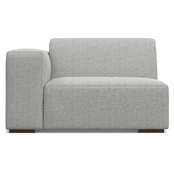 Simpli Home Rex 44 inch Straight Arm Tightly Woven Performance Fabric Rectangle Left-Arm Sofa Module in. Pale Grey