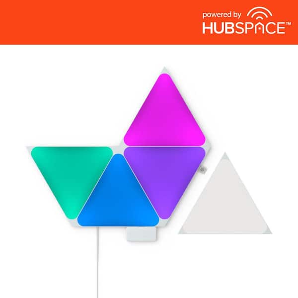 EcoSmart Smart Color Changing Dimmable 5 Geometric Triangle LED Light Panels Powered By Hubspace