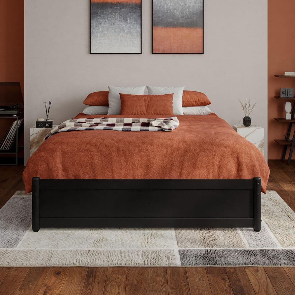 Barcelona Black Solid Wood Frame Queen Panel Platform Bed with Storage Drawers - thumbnail 5