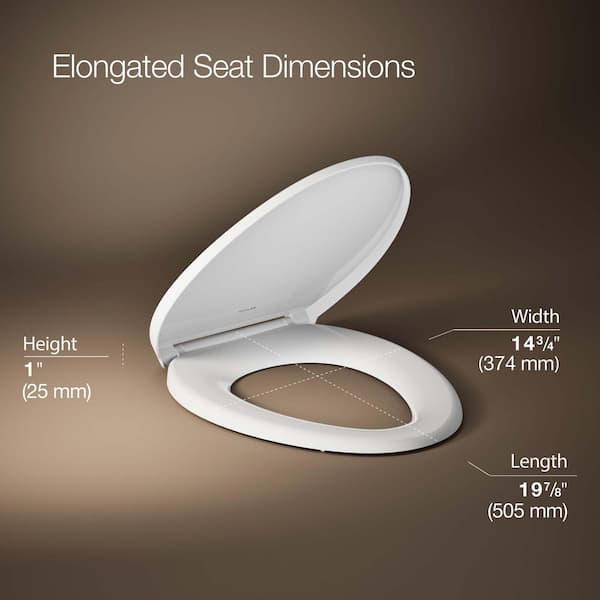 KOHLER Glissade ReadyLatch Quiet-Close Elongated Front Toilet Seat in White