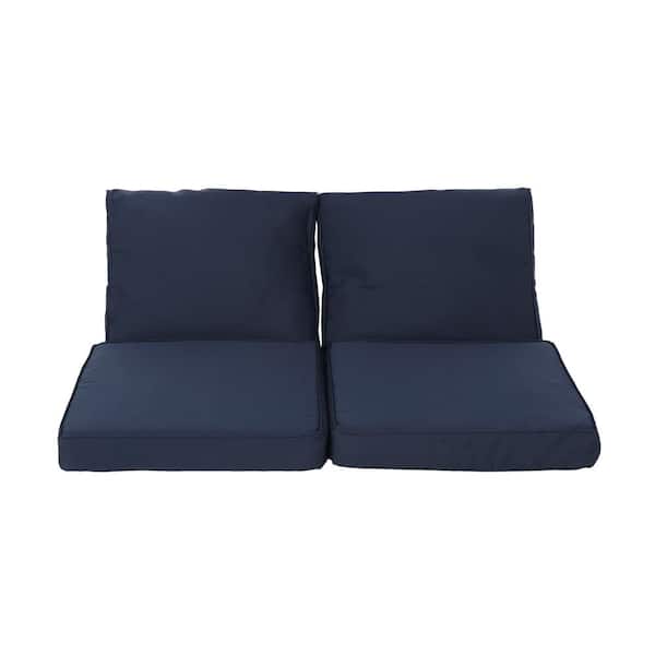 Terry 22 in. x 17.75 in. 2-Piece Outdoor Patio Loveseat Cushion Set in Navy Blue