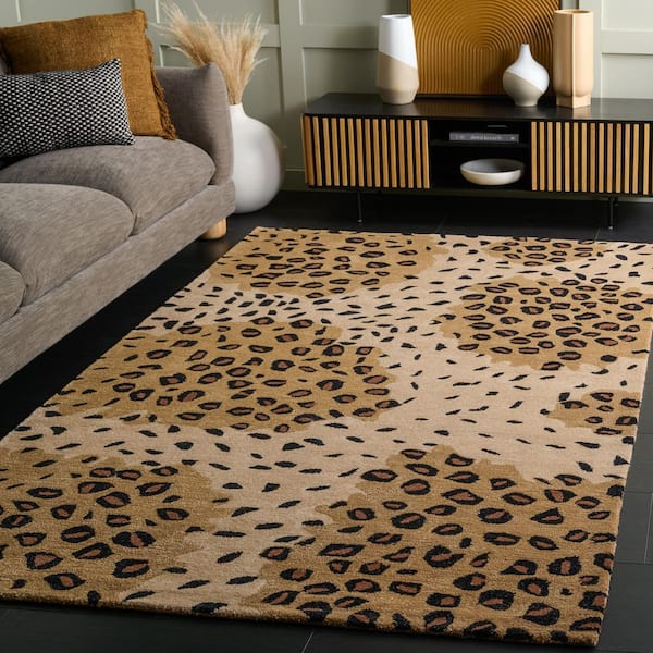 Soho 2 ft. x 3 ft. Gold/Black Spotted Animal Print Area Rug