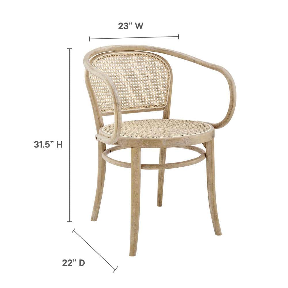 Gray Low Wood and Cane Arm Chair