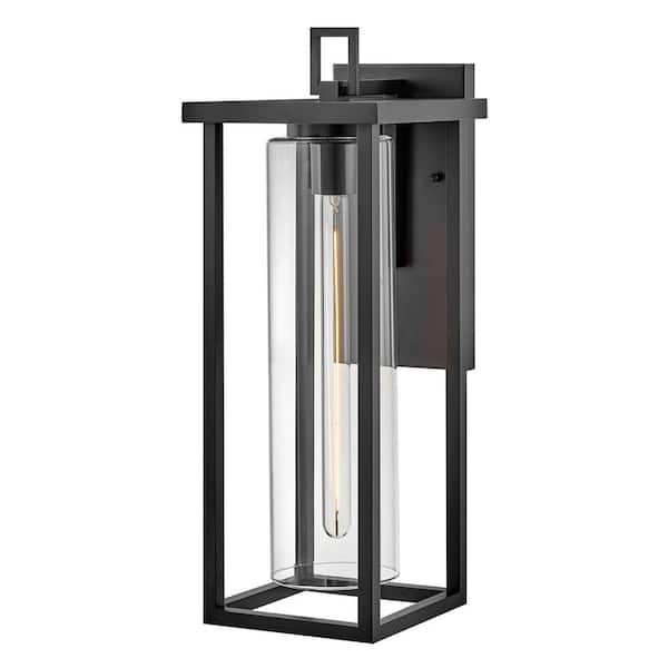 Mateo 1-Light Black Hardwired Outdoor Wall Lantern Sconce