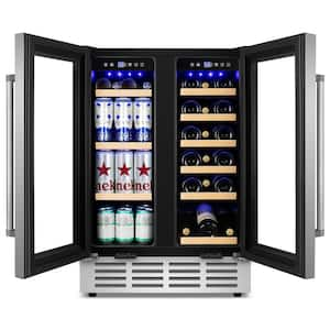 23.4 in. DualZone 18-Wine Bottles and 88Cans Beverage and WineCooler in StainlessSteel with Smar DigitalControl locks