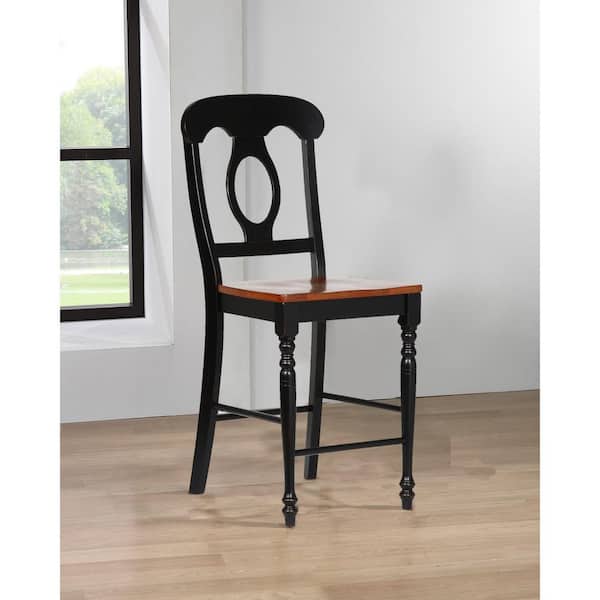 41.5 in. H Black Finish Low Back Wood Frame Barstool Wood Seat (Set of 2)