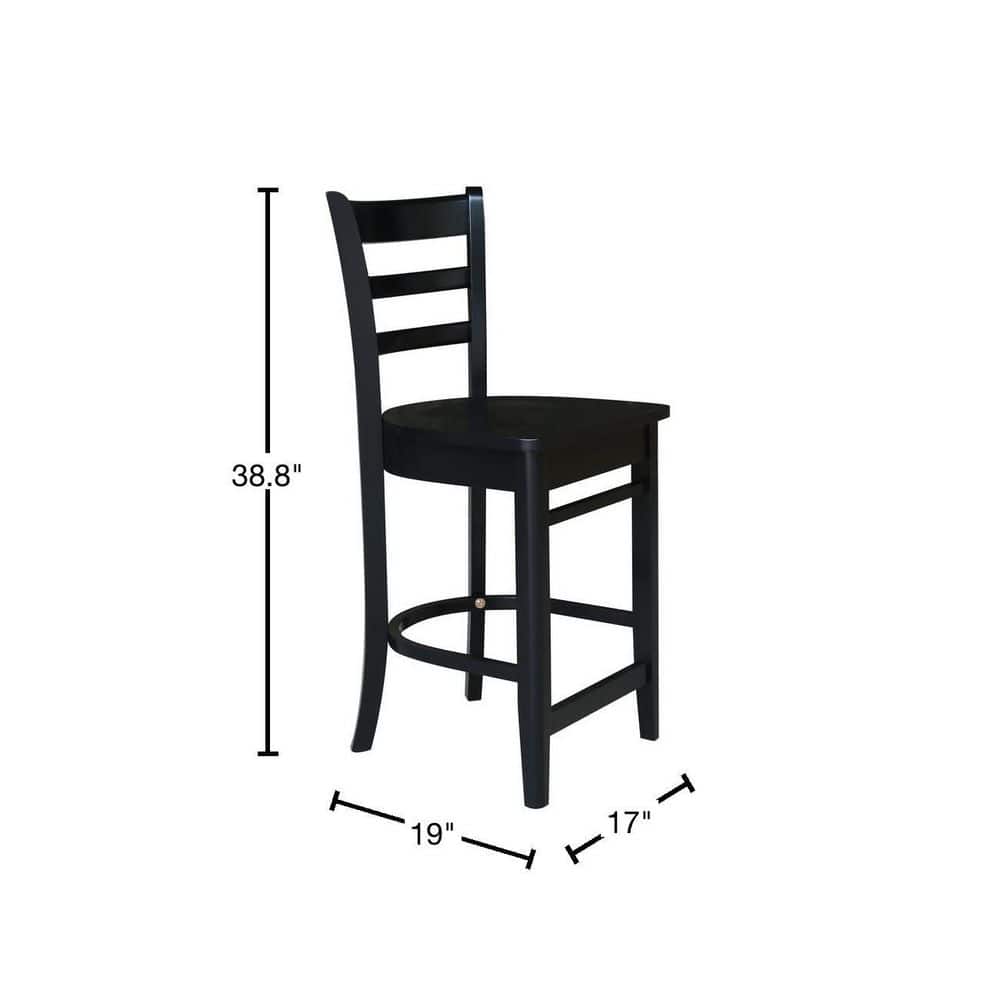 Emily Black Solid Wood Counter Height Barstool