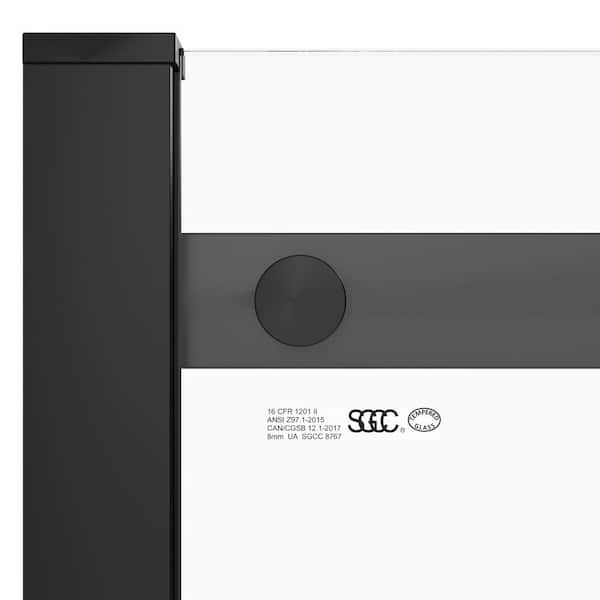 MEDUNJESS Aaby 56-60 in. W x 76 in. H Sliding Frameless Shower Door in Matte Black with 5/16 in. (8mm) Clear Glass