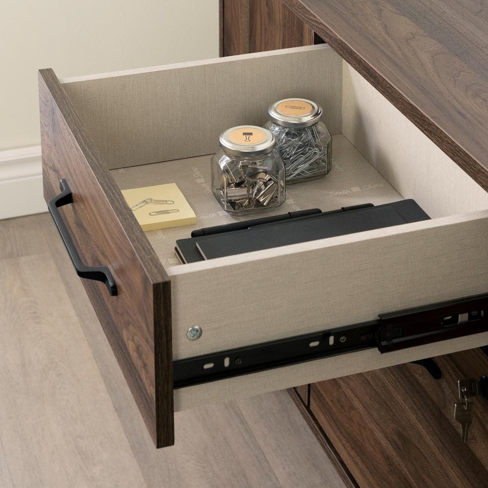 Natural Walnut 47.75'' Wide Filing Credenza with Locking Drawer