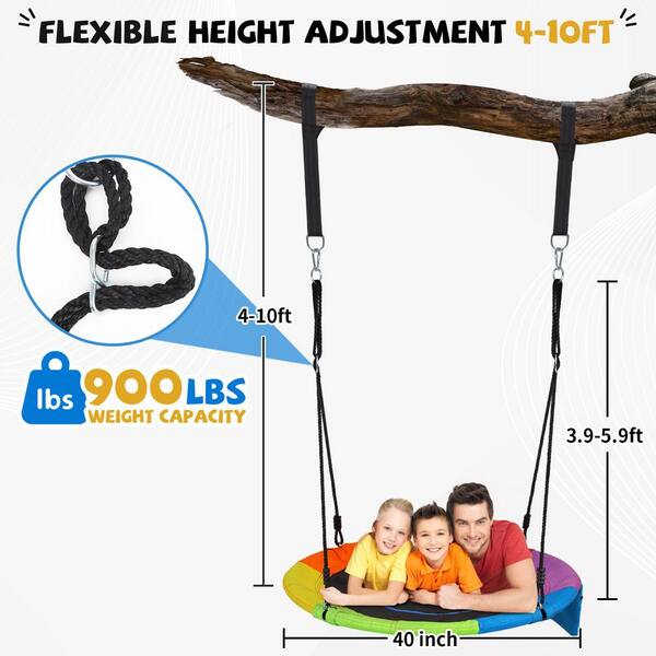MISOPILY Black 40 in. Saucer Tree Swing with Zipper Pocket 900LBS