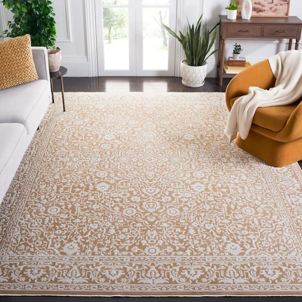 Sabrina 8 ft. x 10 ft. Gold/Ivory Ornate Border Area Rug