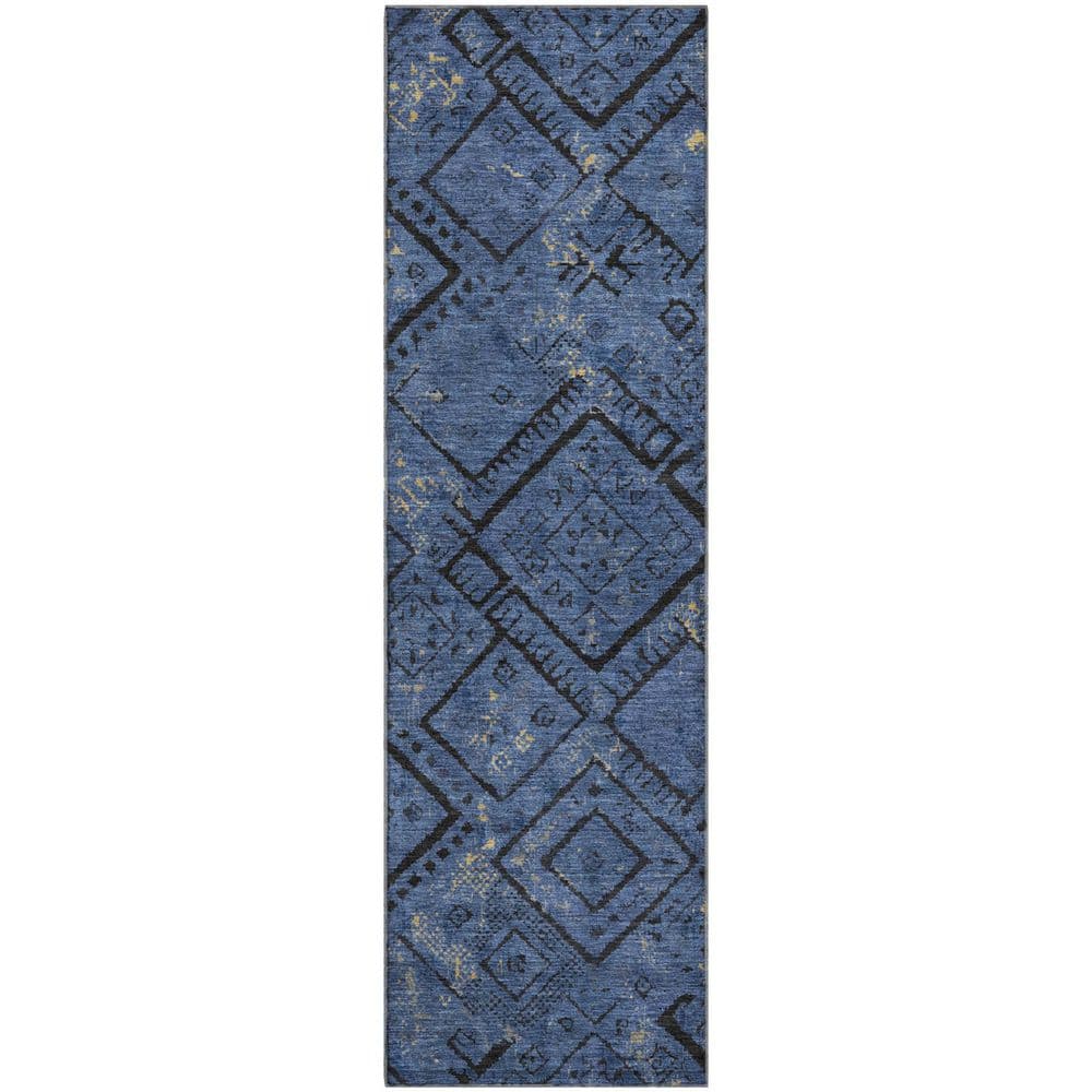 Mayfield Premium Machine Washable Abstract AMF2470 Navy 2 ft. x 7 ft. Runner Rug price history on PriceWatchPro