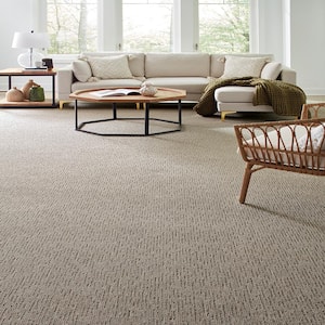 Smooth Summer Beachwood Gray 37 oz. Polyester Pattern Installed Carpet