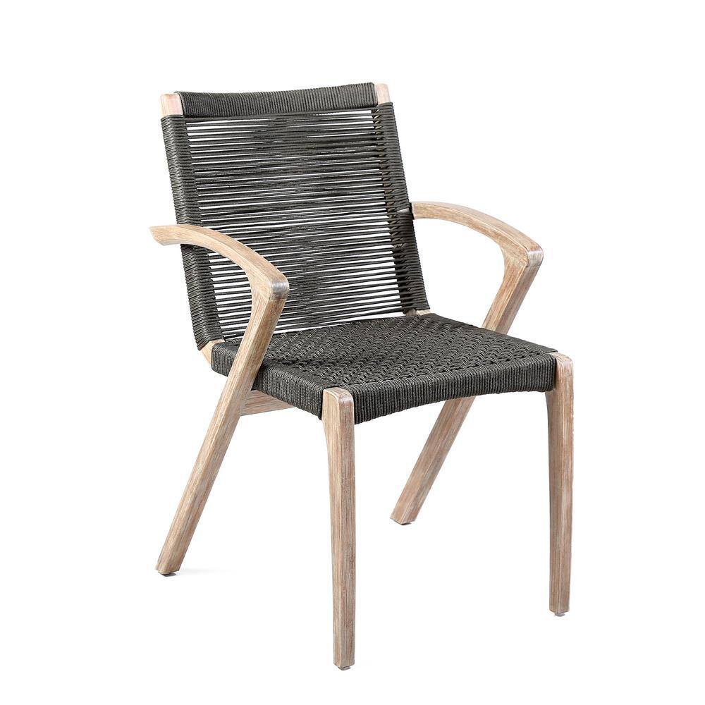 Light Eucalyptus and Concrete Outdoor Dining Set with Rope Chairs