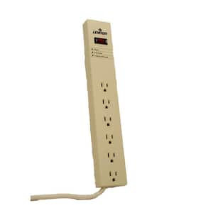 15 Amp Dat Amp Sensitive Surge Protected 6-Outlet Power Strip, 1620 Joules, On/Off Switch, 15 Foot Cord, Beige