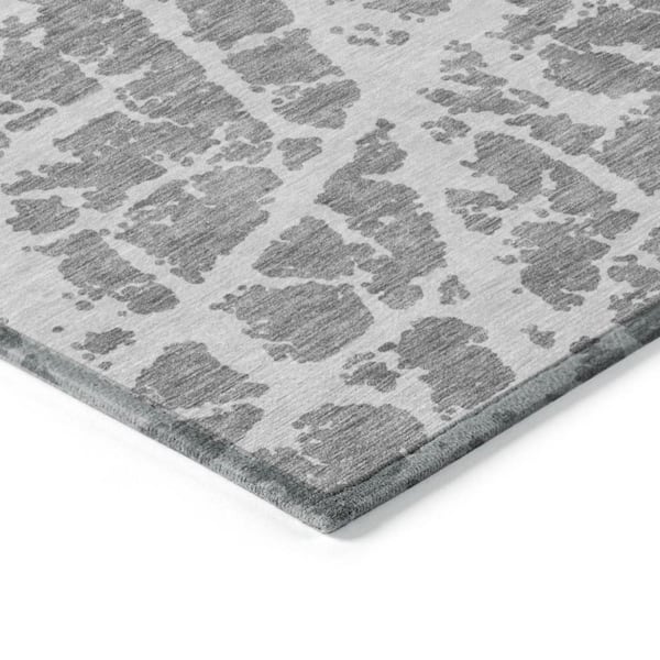 Charcoal 2 ft. x 7 ft. Abstract Indoor / Outdoor Area Rug
