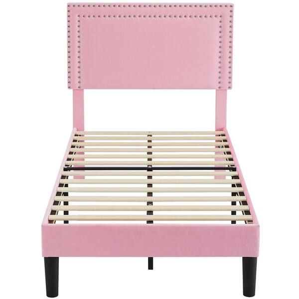 VECELO Upholstered Bed with Adjustable Headboard, No Box