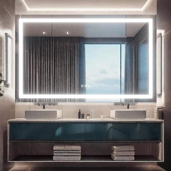 Andrea 60 in. W x 30 in. H Large Rectangular Frameless High Lumen LED Anti-Fog Dimmable Wall Mounted Bathroom Vanity Mirror