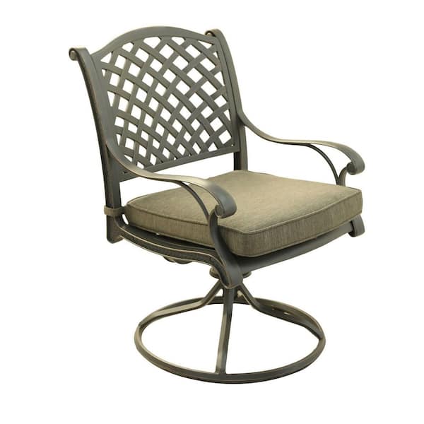 Mondawe Black Aluminum Outdoor Patio Dining Swivel Rocker Dining Chairs