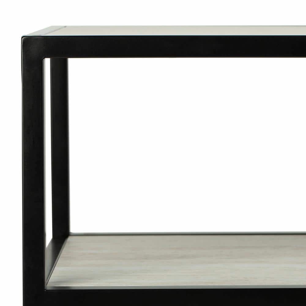 Beige and Black Geometric Wood Console Table with Storage