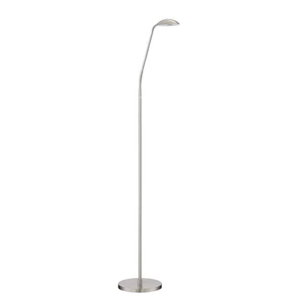 Kendal Lighting IONN 60 in. Satin Nickel Dimmable Swing Arm Floor Lamp with Satin Nickel Metal, Acrylic Shade