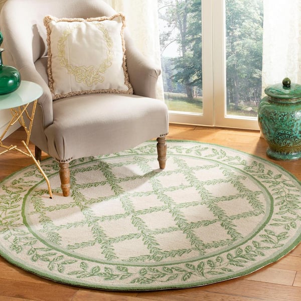 Chelsea Ivory/Light Green Doormat 3 ft. x 3 ft. Round Border Area Rug