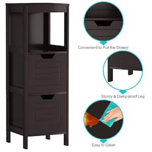 Bathroom Dinnerware and Serving Storage Wooden Floor Cabinet Multifunction Storage Rack Organizer Brown