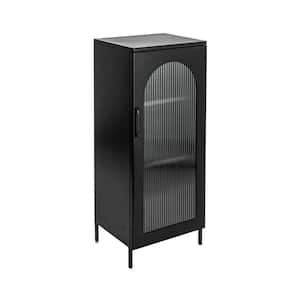 Solstice Smooth Matte Finish 40 in. Narrow Storage Accent Cabinet with 2 Adjustable Shelves and Arched Glass Door