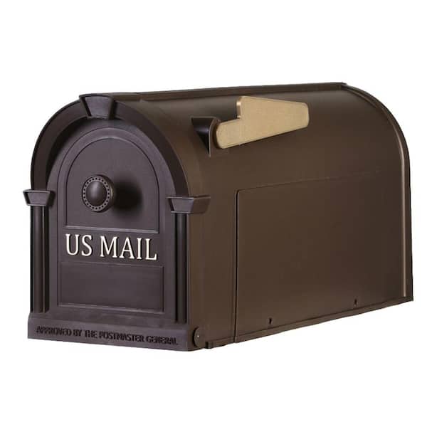 Unbranded Postal Pro Post-Mount Hampton Mailbox in Bronze with Gold Lettering