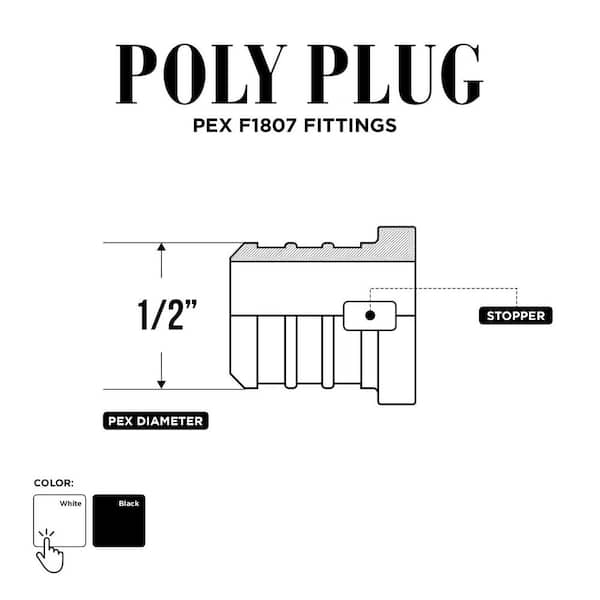 100 Pieces 1/2" PEX-A Expansion Plug End Caps - Poly Alloy Plastic (XFITTING Brand)
