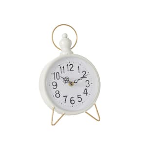 10.25" White & Gold Analog Desk Clock