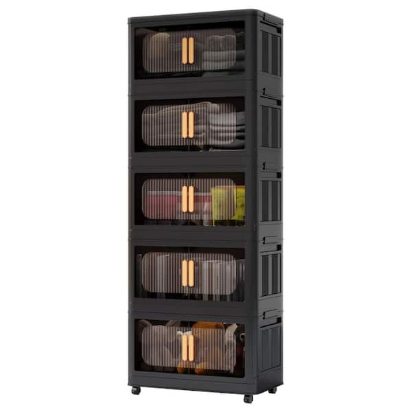Seafuloy 5 Tiers Black 50 in. H Accent Storage Cabinet with