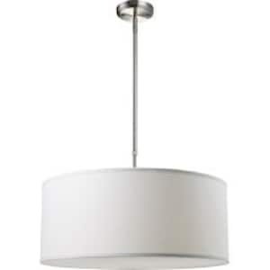 Kindra 3-Light Brushed Nickel Modern Pendant with White Linen Fabric Shade