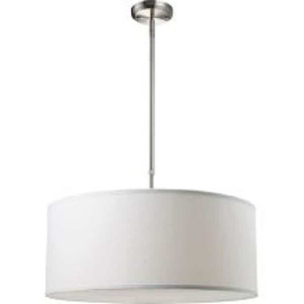 Filament Design Kindra 3-Light Brushed Nickel Modern Pendant with White Linen Fabric Shade