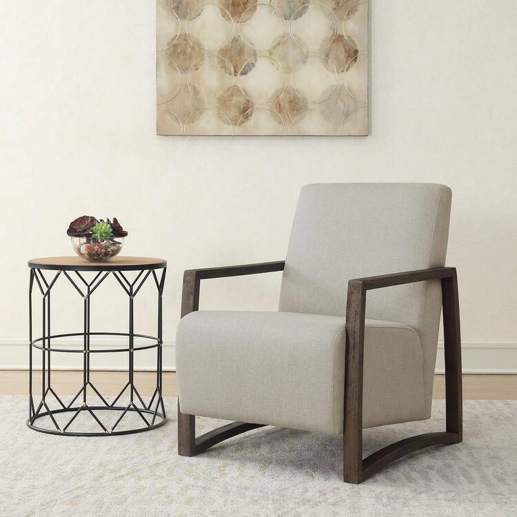 Picket House Furnishings Furman Linen Polyester Arm Chair (Set of 1) with Floating Chair Design