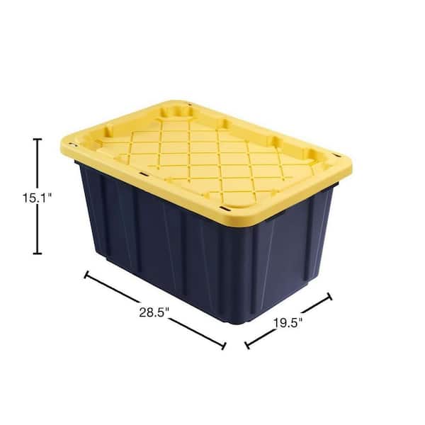HDX 27 Gal. Tough Storage Bin with Lid in Black 235781 - The Home