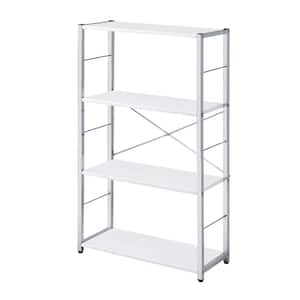 Tennos 42 in. White and Chrome Finish 3 Shelf Standard Bookcase