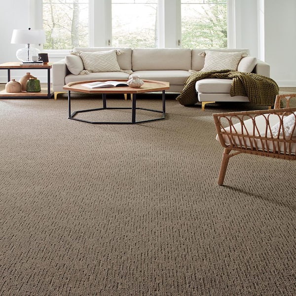 Smooth Summer Dazzling Brown 37 oz Polyester Pattern Installed Carpet