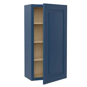 Grayson Mythic Blue Painted Plywood Shaker Assembled Wall Kitchen Cabinet Soft Close 18 in W x 12 in D x 42 in H