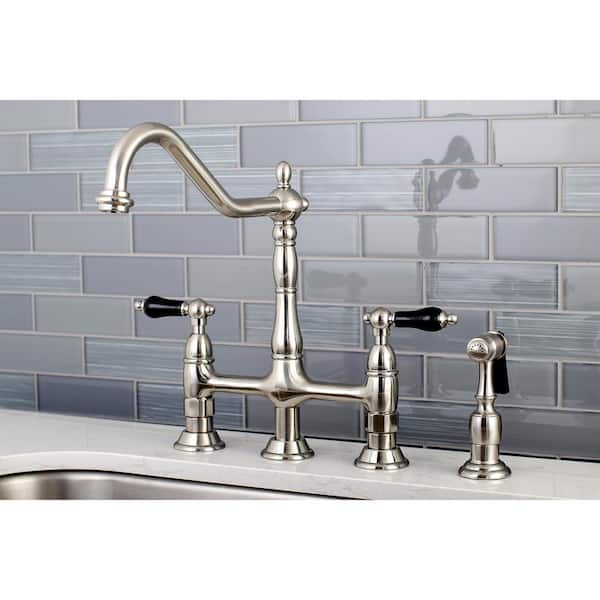 Duchess 2-Handle Bridge Kitchen Faucet with Side Sprayer in Brushed Nickel