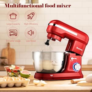 380W 4.8 qt. . 8-Speed Red Stainless Steel Stand Mixer with Dough Hook Beater
