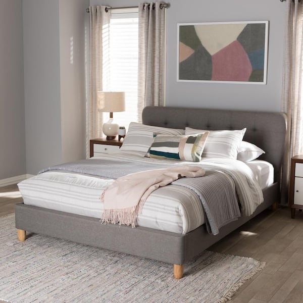 Baxton Studio Laureo Mid-Century Gray Fabric Upholstered Full Size Bed
