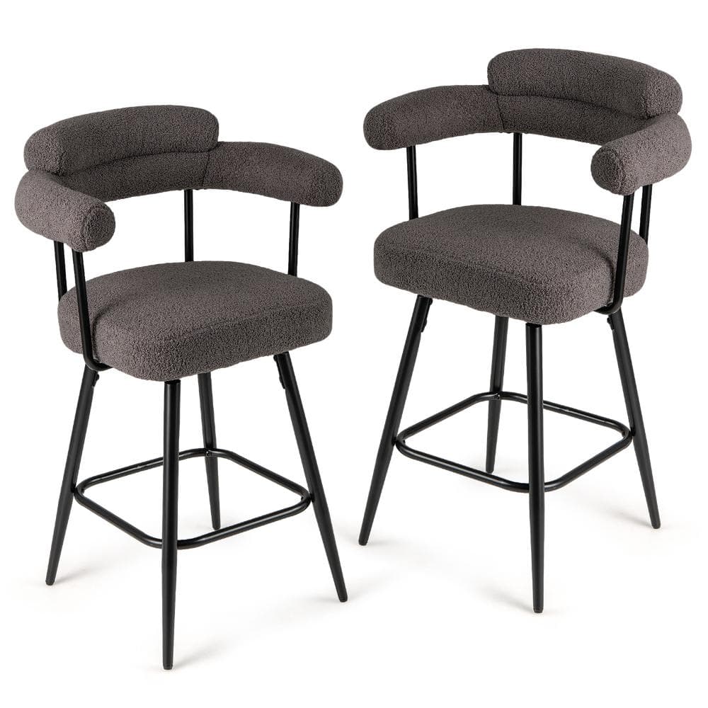 27 in. Counter Height Swivel Bar Stools Set of 2 Boucle Fabric Curved Back Arms 330 lb. Metal Frame price history on PriceWatchPro
